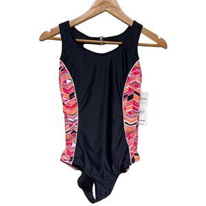 Catalina Black and Pink One Piece Swimsuit
